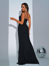 One Shoulder Cutout Split Prom Dress